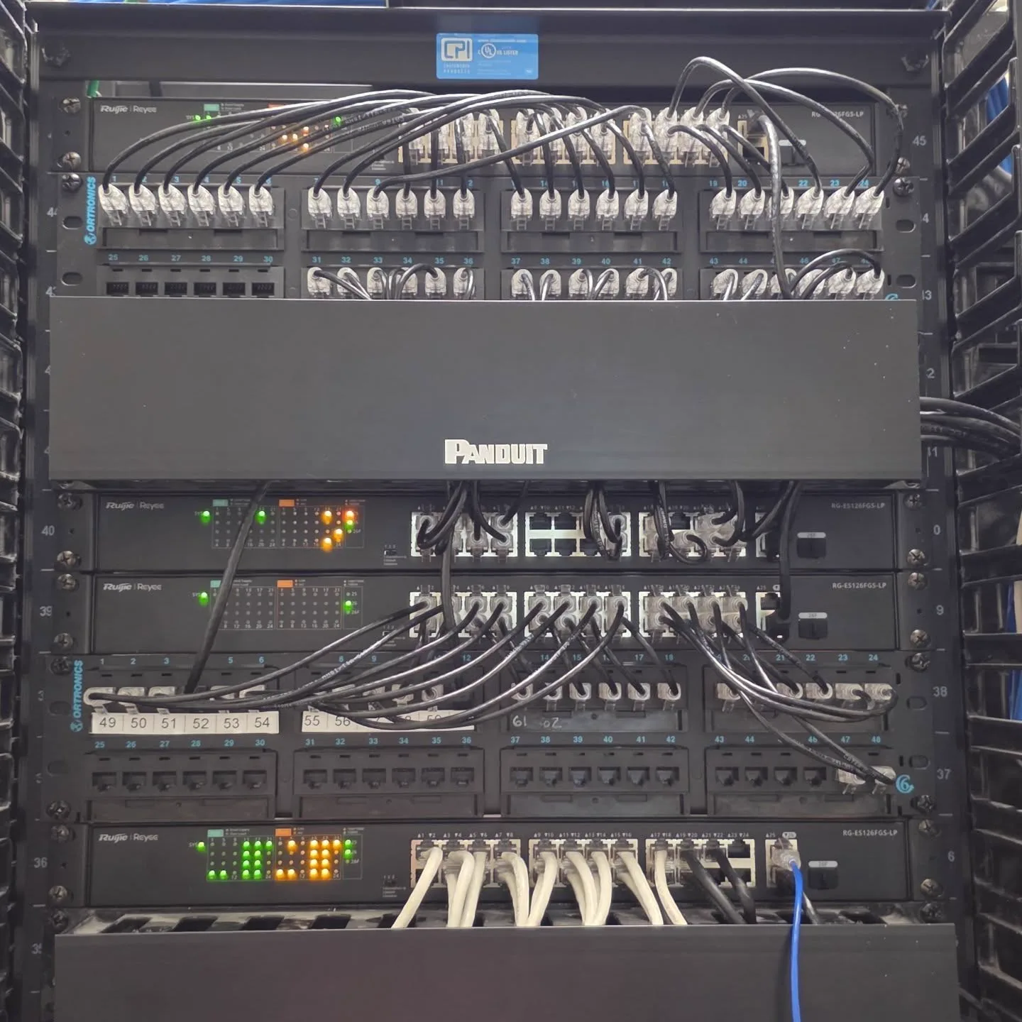 Structured cabling patch panel rack